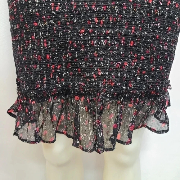 Free People Baby Love Smocked Floral Print Dress Black Red Silver Metallic Large - Picture 11 of 16